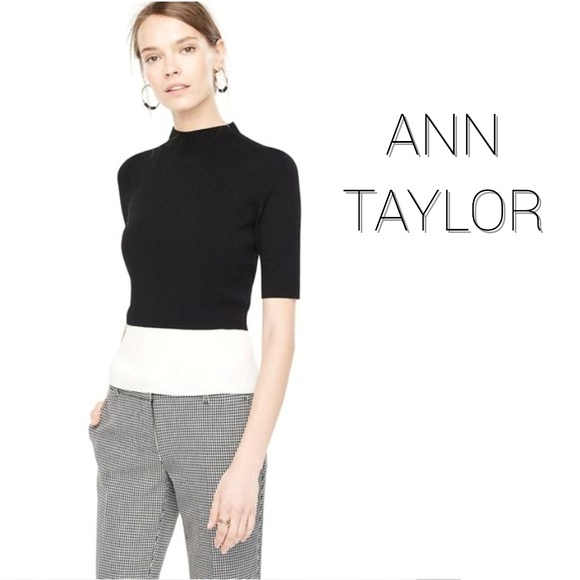 Ann Taylor Tops - 🔻Colorblock Ribbed Mock Turtleneck EUC